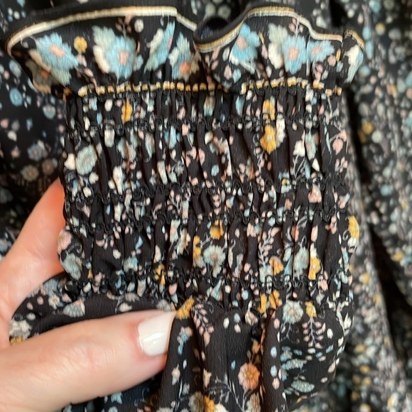 Max Studio Ditzy Floral Prairie Western Tiered Skirt RuffleNeck Shoulder Detail - Picture 12 of 12